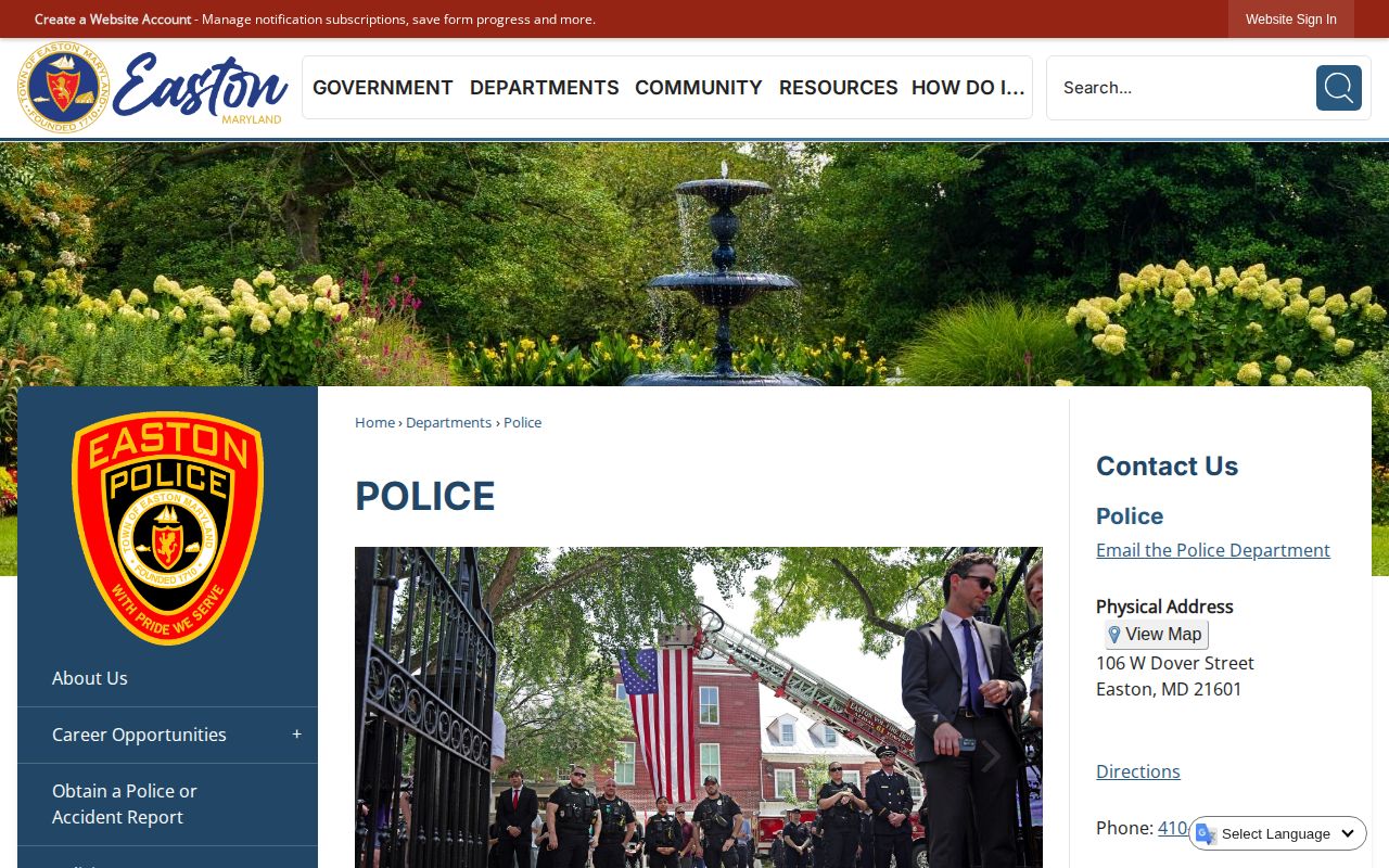 Easton Police Department official arrest-record source in Talbot County