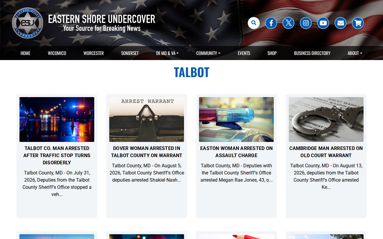 Eastern Shore Undercover Talbot County arrest news archive