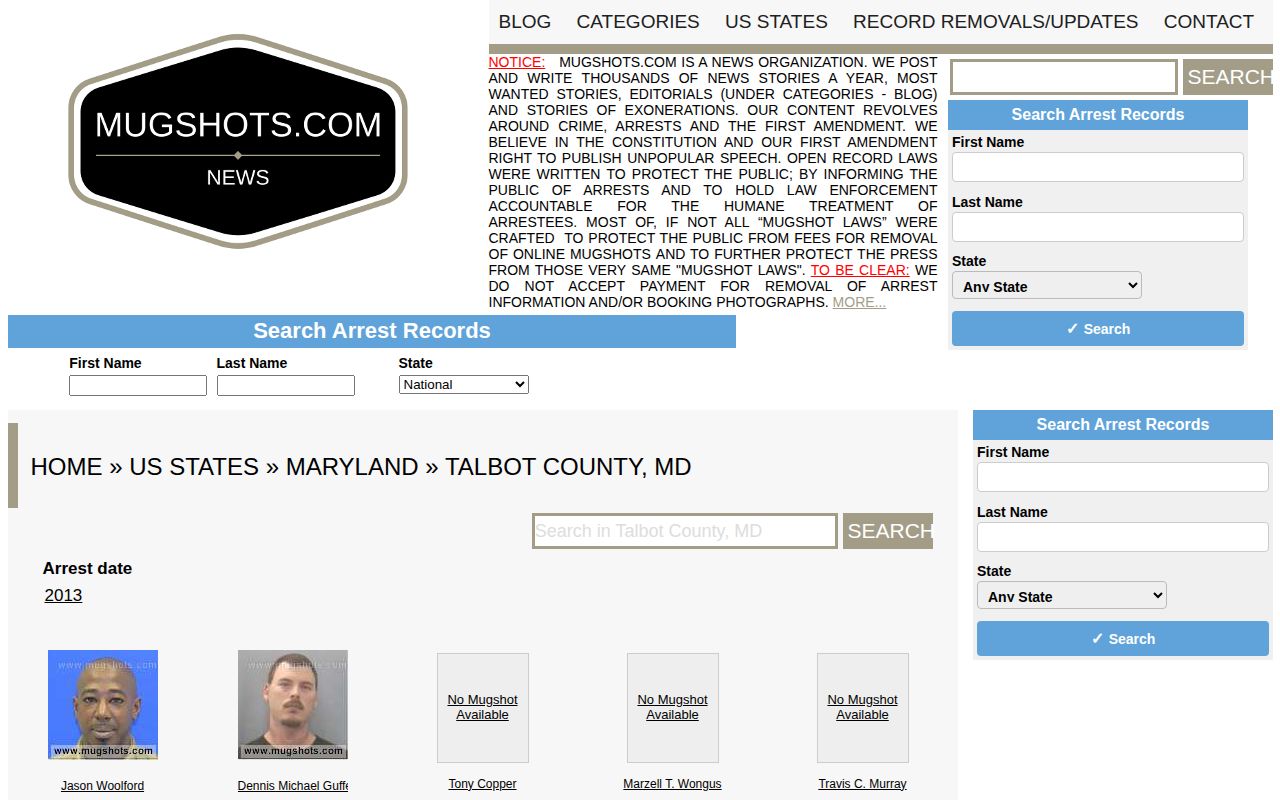 Unofficial historical Talbot County mugshot archive