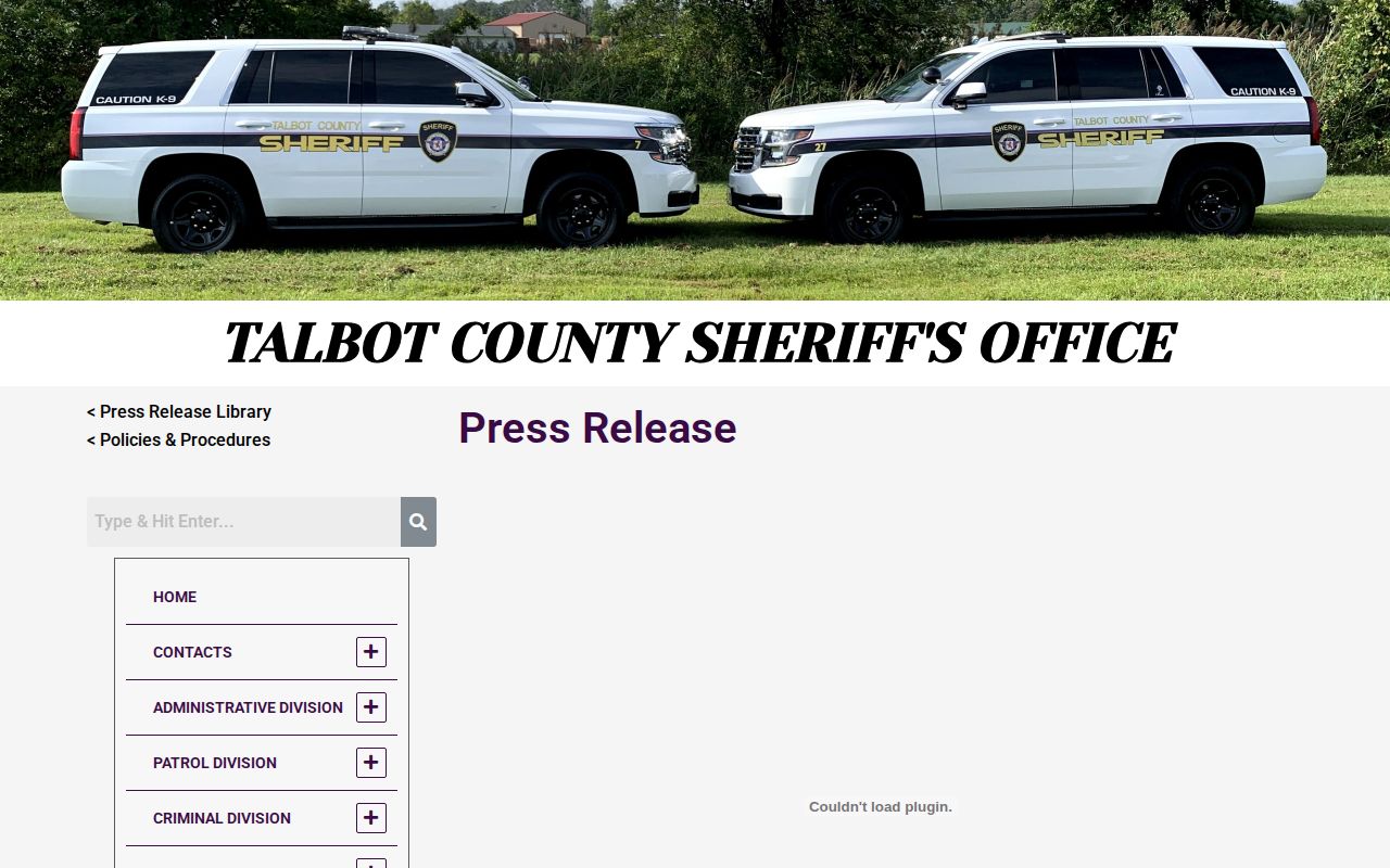 Talbot County Sheriff warrant and arrest press releases